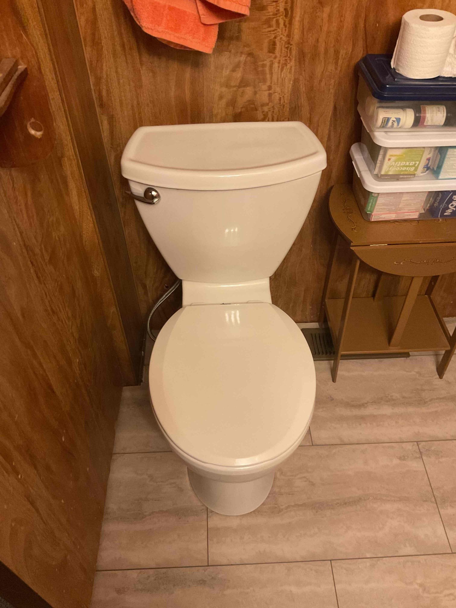 Toilet after an emergency unclogging