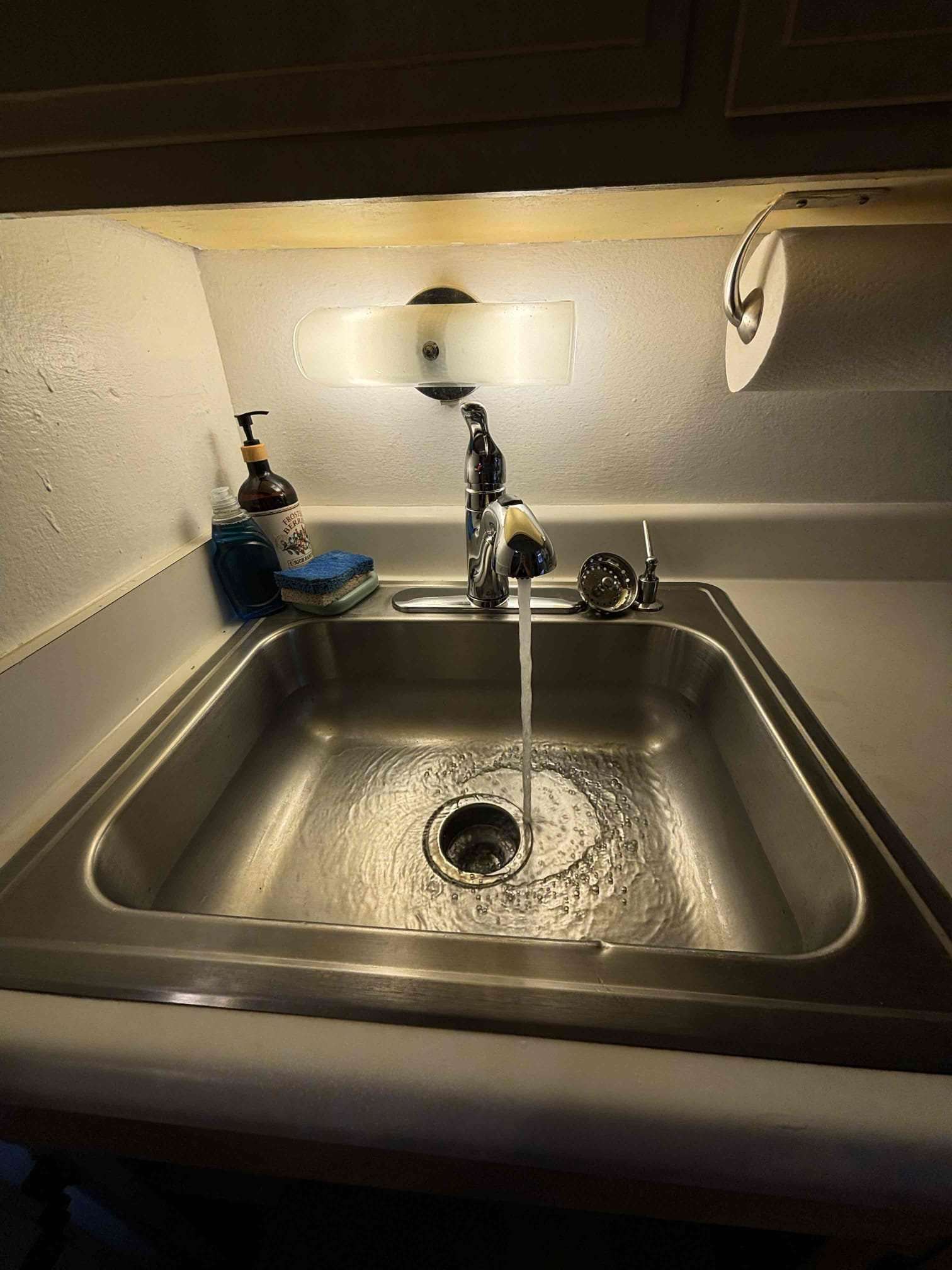 Kitchen sink after drain cleaning