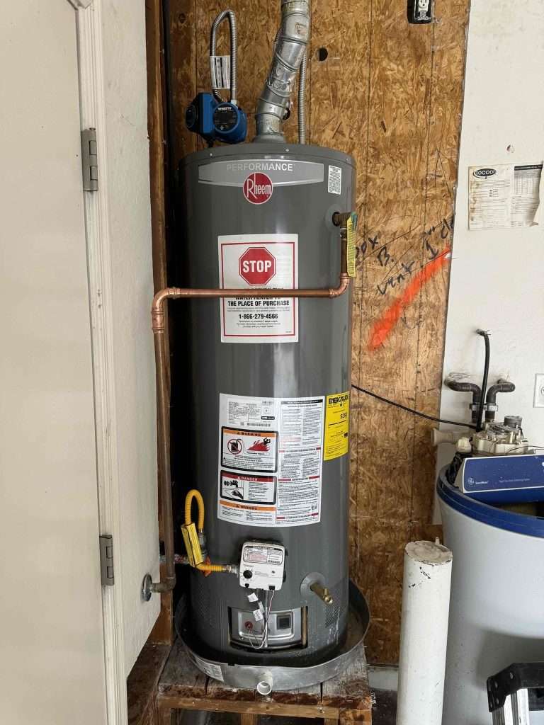Rheem water heater after repairs.