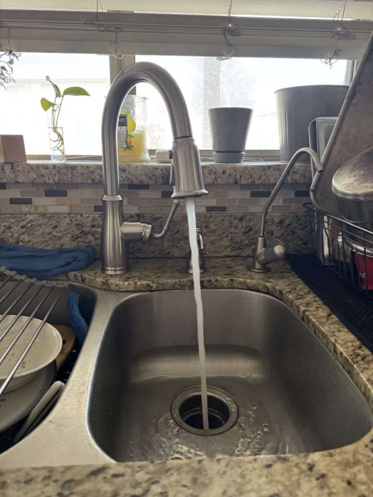 Recently installed kitchen faucet.