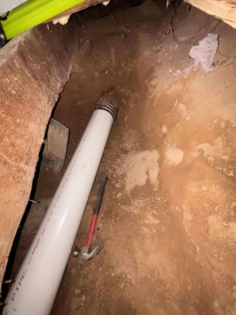 Sewer line after a traditional sewer line repair.